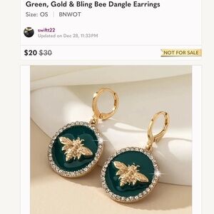 💛 Green, Gold & Bling Dangle Earrings